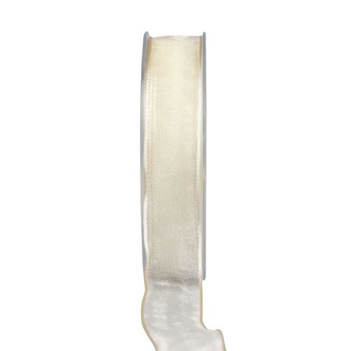 Floristik24 Chiffonband Organzaband Dekoband Organza Creme 15mm 20m