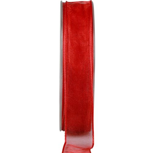 Floristik24 Chiffonband Organzaband Dekoband Organza Rot 25mm 20m