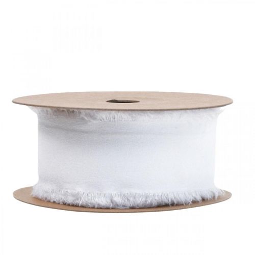 Artikel Chiffonband Weiß Stoffband Band mit Fransen 40mm 15m