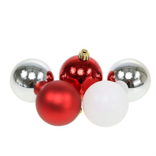 Floristik24 Weihnachtskugel Mix Weiß, Rot, Silber Ø5,5cm 30St