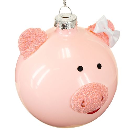 Artikel Christbaumkugel Schwein Rosa Weiß Glaskugel Ø8cm 2St