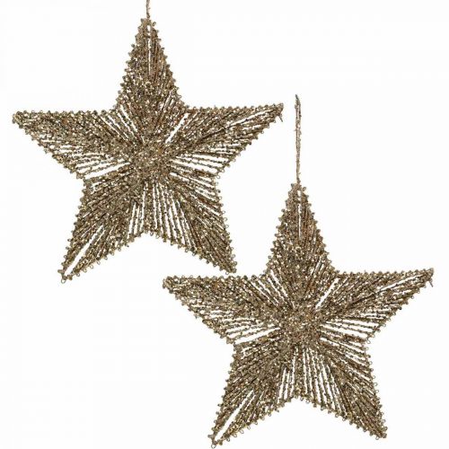 Floristik24 Christbaumschmuck, Adventsdeko, Stern-Anhänger Golden B25,5cm 4St