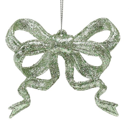 Artikel Christbaumschmuck Schleife 9cm mit Glitter Grün 12 St