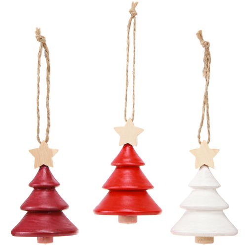 Artikel Christbaumschmuck Tannenbaum Holz Rot Weiß 7,5cm 6 St