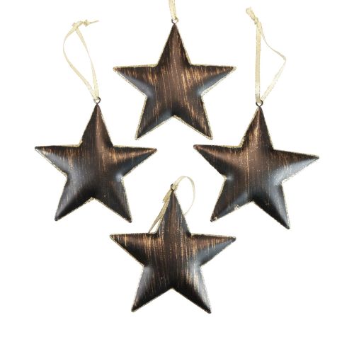 Floristik24 Christbaumschmuck Deko Stern Metall Schwarz Gold Ø11cm 4St