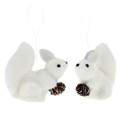 Floristik24 Christbaumschmuck Eichhörnchen weiß 7cm 6St