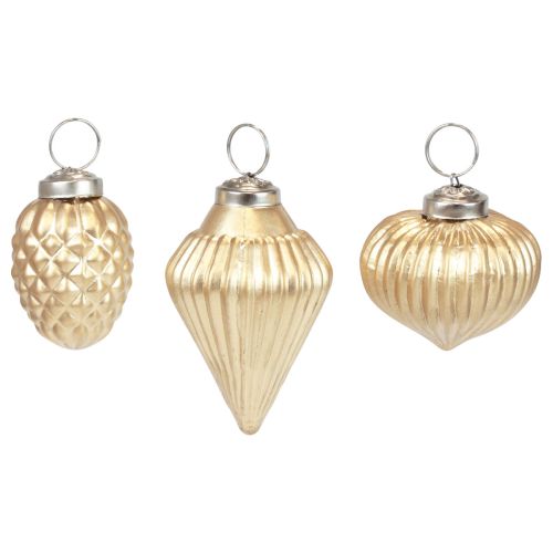 Floristik24 Christbaumschmuck Glas Gold Deko Vintage Ø4–6cm 3er-Set
