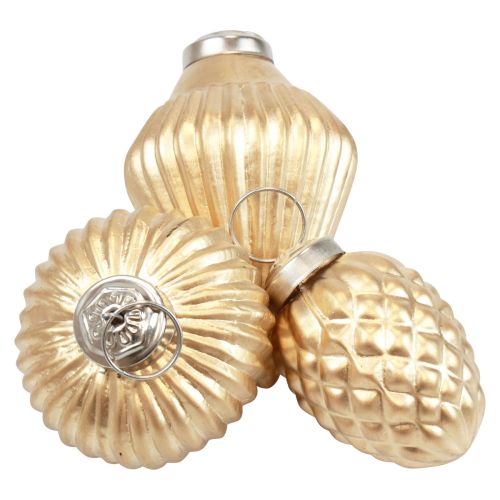 Floristik24 Christbaumschmuck Glas Gold Deko Vintage Ø4–6cm 3er-Set