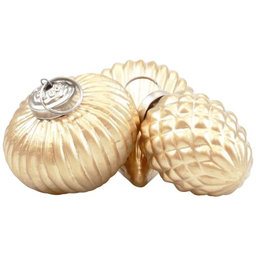 Floristik24 Christbaumschmuck Glas Gold Deko Vintage Ø4–6cm 3er-Set