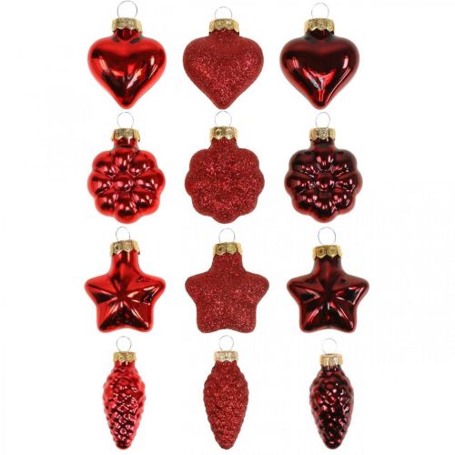 Floristik24 Christbaumschmuck Glas Weihnachtsbaumschmuck Rot 12St