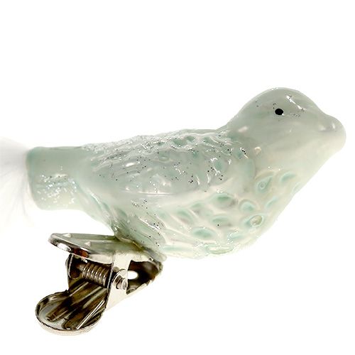 Floristik24 Christbaumschmuck Glasvogel am Clip grün sort. 4St