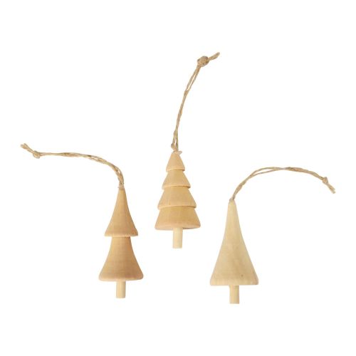 Floristik24 Christbaumschmuck Holz Tannenbaum, Holz Anhänger Natur 7–8cm 12St