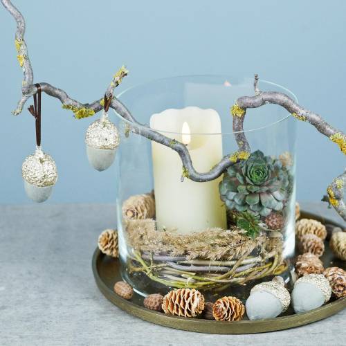 Floristik24 Christbaumschmuck Eichel Grün, Gold 4×6cm 6St