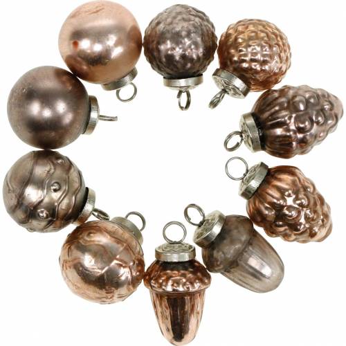 Mini-Christbaumschuck-Mix 4,5cm Kupfer Sortiert Echtglas 10St