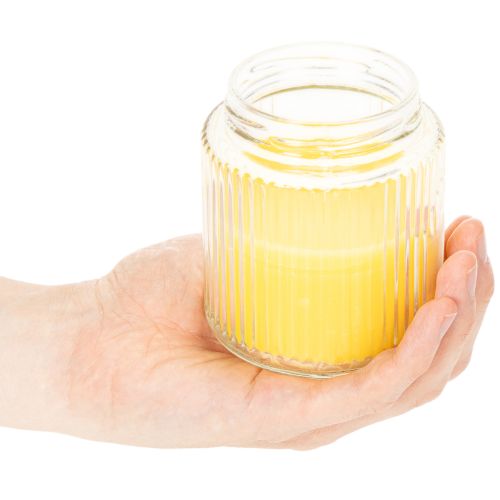 Citronella-Kerze im gerippten Glas mit Metalldeckel 10cm Gelb | Floristik24.at