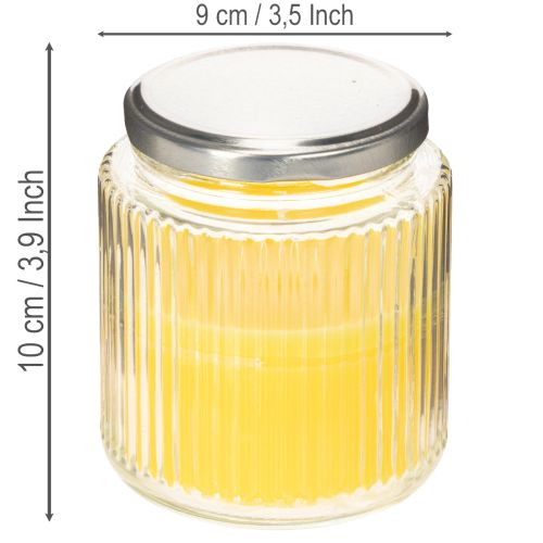 Citronella-Kerze im gerippten Glas mit Metalldeckel 10cm Gelb | Floristik24.at