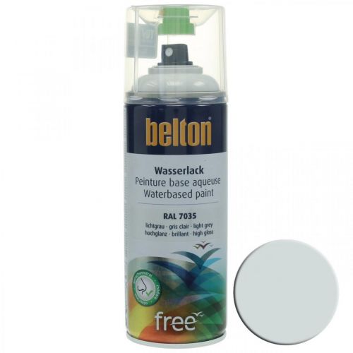 Floristik24 Belton free Wasserlack Grau Hochglanz Spray Lichtgrau 400ml