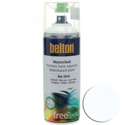 Floristik24 Belton free Wasserlack Weiß Hochglanz Spray Reinweiß 400ml