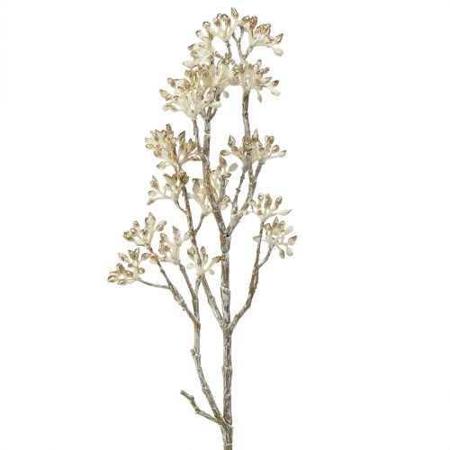 Floristik24 Dekozweig Weiß Gold Cornuszweig Künstlicher Zweig 48cm