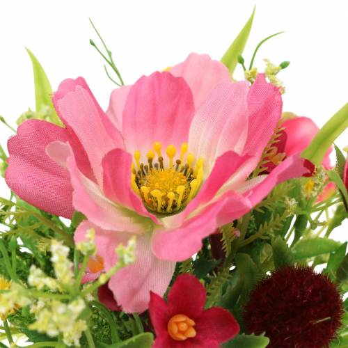 Floristik24 Dekostrauß Cosmea und Schneeball im Bund Künstlich Rosa Sortiert H18cm