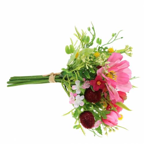 Floristik24 Dekostrauß Cosmea und Schneeball im Bund Künstlich Rosa Sortiert H18cm