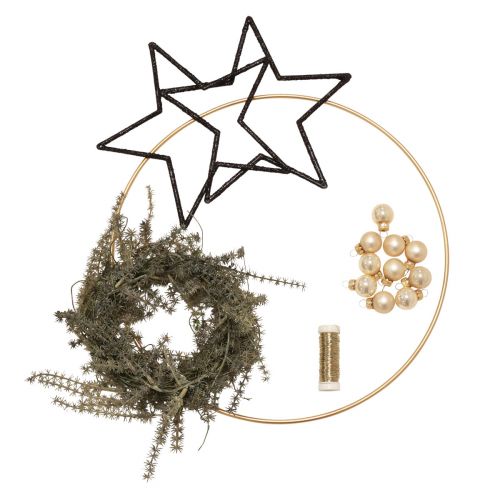 Floristik24 DIY Box Fensterdeko Weihnachten Schwarz Gold Draht Ø30cm