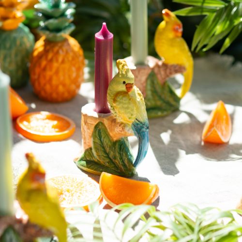 Artikel Exotischer Kerzenhalter Keramik Vögel handbemalt H14,5cm 2 St