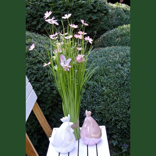 Floristik24 Grasbund mit Blüten und Schmetterlingen Rosa 70cm