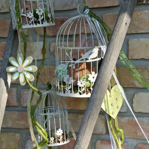 Floristik24 Vogelvoliere Vintage eckig Weiß 21/17cm 2St