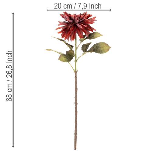 Kunstblume Dahlie 68cm Rot-Orange aus Seidenstoff und Kunststoff | Floristik24.at
