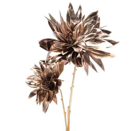 Künstliche Dahlie mit zwei Blüten, 75 cm, Metallic Champagner bestellen | Floristik24.at