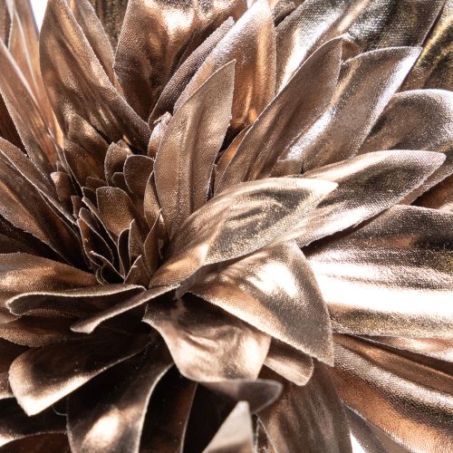 Künstliche Dahlie mit zwei Blüten, 75 cm, Metallic Champagner | Floristik24.at