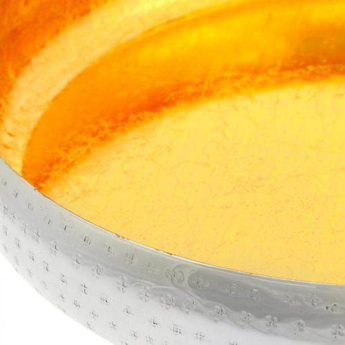 Floristik24 Dekoschale Metall rund Goldenes & silbernes Tablett Ø36,5cm