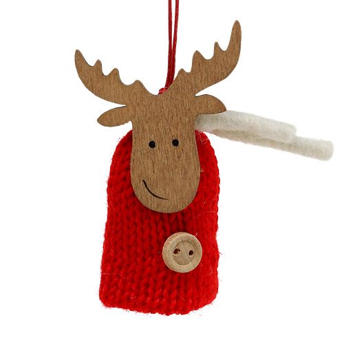 Floristik24 Deko-Anhänger Hirsch 7,5cm Rot-Weiß 12St