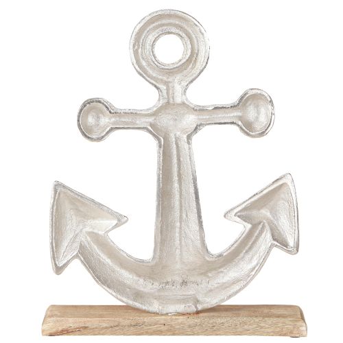 Artikel Deko Anker Metall Holz in Natur Silber 25,5x5,5x31cm