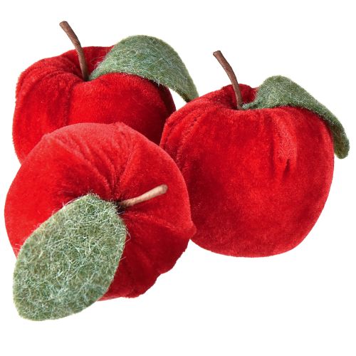 Deko Apfel Stoff mit Blatt Samt & Filz Rot Ø7,5cm H9cm 9 St