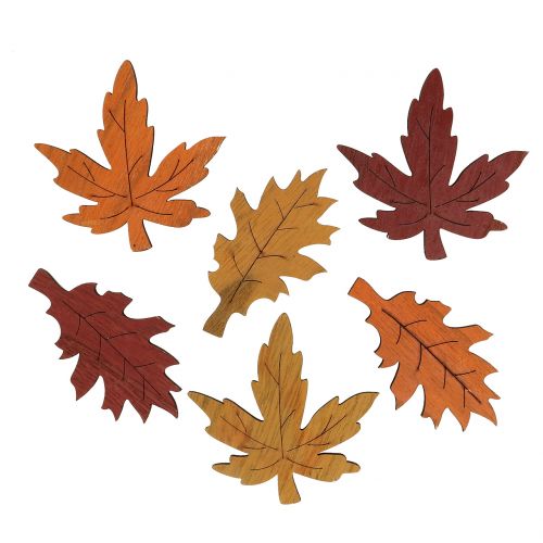 Deko Blatt Mix Holz Gelb, Orange, Dunkelrot 8cm 18 St
