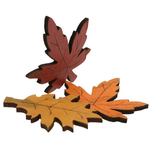 Artikel Deko Blatt Mix Holz Gelb, Orange, Dunkelrot 8cm 18St