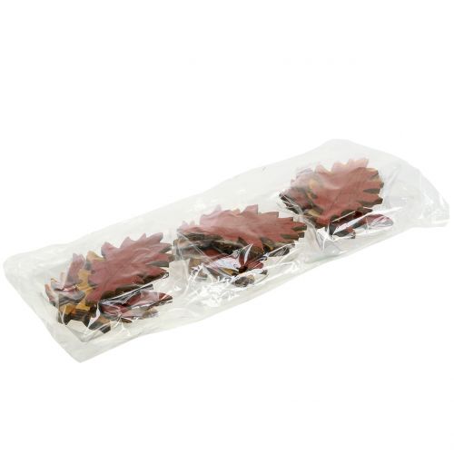 Floristik24 Deko Blatt Mix Holz Gelb, Orange, Dunkelrot 8cm 18 St