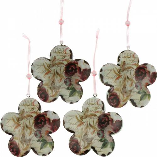 Floristik24 Deko-Blume zum Hängen Pfingstrosen nostalgisch Metall Frühlingsdeko 4St