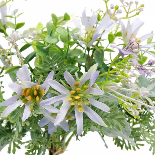 Floristik24 Deko-Blumenstrauß, Seidenblumen Lila, Frühlingsdeko, Künstliche Astern Nelken und Eukalyptus