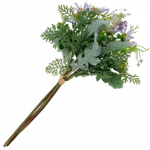 Floristik24 Deko-Blumenstrauß, Seidenblumen Lila, Frühlingsdeko, Künstliche Astern Nelken und Eukalyptus