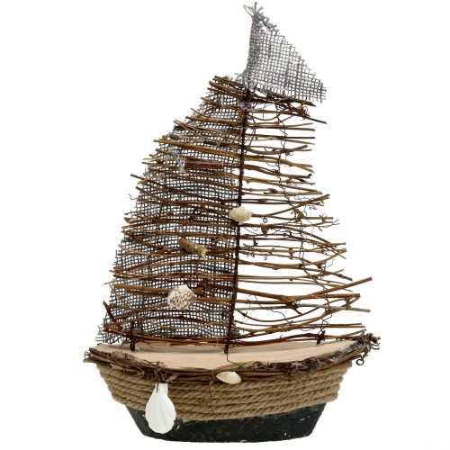 Floristik24 Deko Boot mit Zweigen und Muscheln 38cm