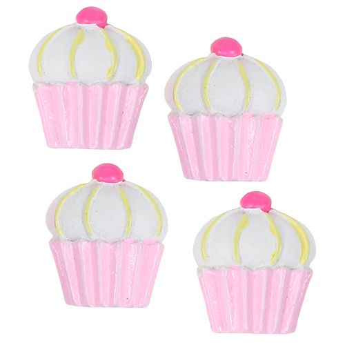 Floristik24 Miniatur Deko-Cupcakes Rosa, Weiß 2,5cm 60St