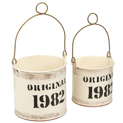 Deko Eimer Henkel „Original 1982“ Creme Ø12/10cm 2×2er-Set