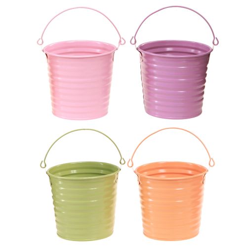 Floristik24 Deko Eimer Metall Pflanztopf Henkel 4 Farben Ø11cm 8 St