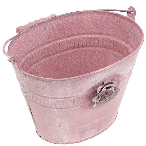 Floristik24 Deko-Eimer Rosa L17,5cm H14cm