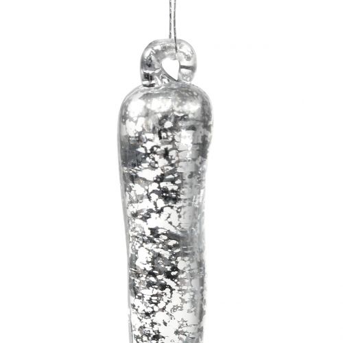 Artikel Eiszapfen zur Dekoration transparent, Silber 12,5cm 4St