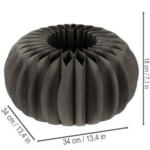 Kürbis Tischdekoration aus Wabenpapier, rund, 34 cm, dunkelgrau, 2 Stück | Floristik24.at