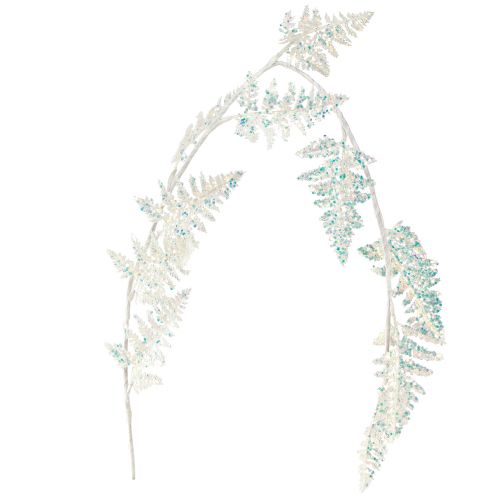 Artikel Deko Farn zum Hängen Weiß Blau Glitzer Winter L110cm